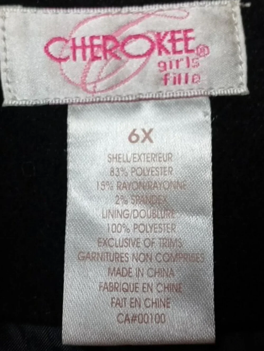 Cherokee Girls Zippers Front Trench Coat Mid-Length Black hooded Sz: 6/6x